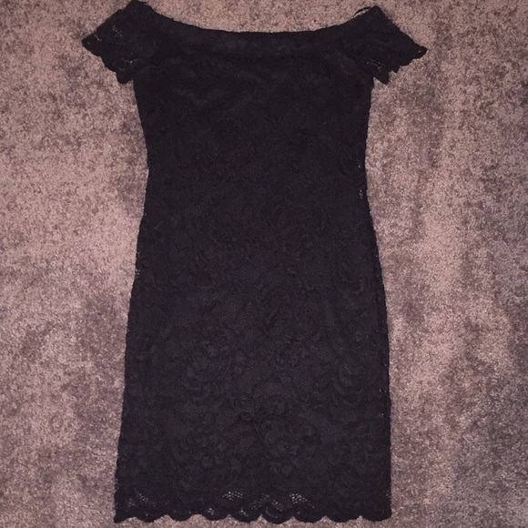 Ambiance Dresses & Skirts - Ambiance off the shoulder black lace dress